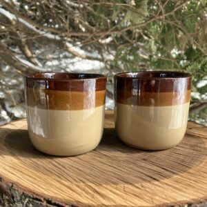 A set of two, three tone mini stoneware tumblers for fueling that ADK vacation feeling at home, camp, cottage, workspace, or wherever you wish for that Adirondack state of mind. Sweetly named after the small glowing embers you find in the fire pit, and part of ADKation Life’s Adirondack vacation merchandise.